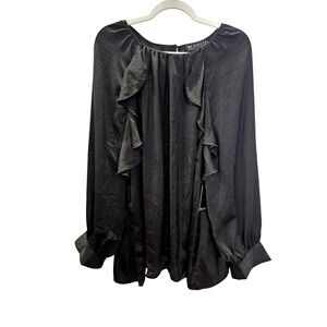 Eloquii Sz 20W Ruffle Front Long Sleeve Top Whimsy Goth #381